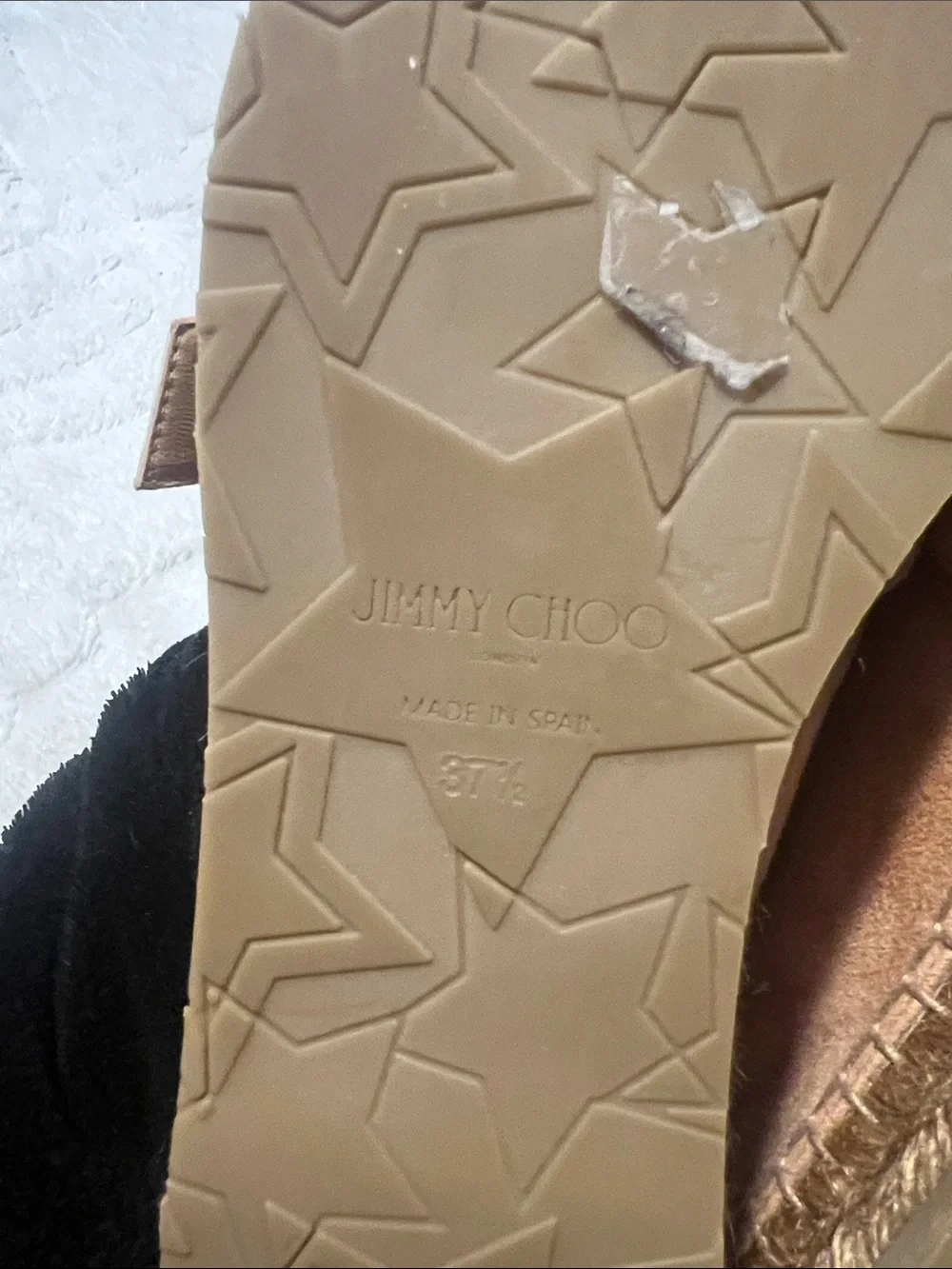 Authentic Jimmy Choo Tan Suede Crystal-Buckle Loafers Espadrilles